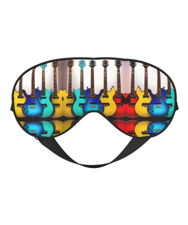 FoRes Colorful Guitars Print Adult Unisex Sleep Eye Mask Light Blocking Adjustable Smooth for Deep Rest Black