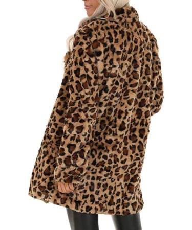 Duohropke Women s Leopard Teddy Plush Parka - Fuzzy Warm Autumn Winter Jacket with Bag | Casual Oversized Faux Fur Coat - Buy Online on GoSupps.com