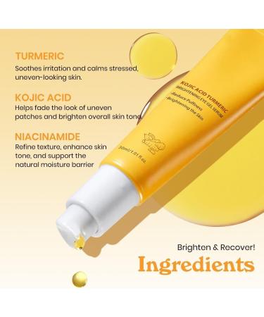S rum contour des yeux claircissant doux l'acide kojique et au curcuma - Gel apaisant et hydratant pour les cernes et les poches calme la zone d licate du contour de l' il - 30 ml sans parfum - Buy Online on GoSupps.com
