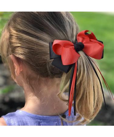 DEEKA School Uniform Hair Bows Set for Girls - Red/Black Accessories for Little Teen Toddler Girls - Buy Online on GoSupps.com