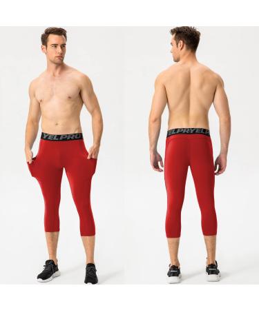 1. Men's 3/4 Compression Pants - Dry Fit Running Leggings - 1 or 3 Pack - Gym Capri Pant for Football Basketball - White/Red/Blue - Large 2. Men's Compression 3/4 Tights - Dry Fit Athletic Leggings - 1 or 3 Pack - Gym Capri Pant for Running Football Baske - Buy Online on GoSupps.com