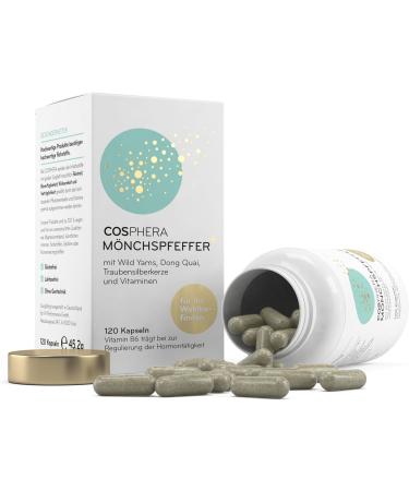 High Dose M nchspfeffer Capsules - 120 Vegan Capsules with Wild Yams Dong Quai Vitamins & Iron | Original Vitex Agnus Castus - Buy Online on GoSupps.com