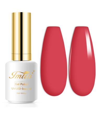 Imtiti Red Gel Nail Polish 1 Piece 0.5 fl oz Bright Coral Red Gel Nail Polish Colour Soak Off Gel Polish Nail Art Manicure Salon DIY Nail Lamp Gel Nail Design Christmas Decoration
