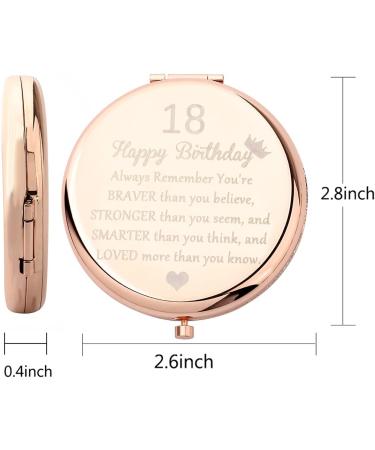 Rose Gold 18th Birthday Makeup Mirror Gift for Her - FUSTMW Turning 18 Years Old Mini Mirror 2x 1x Magnification - Buy Online on GoSupps.com