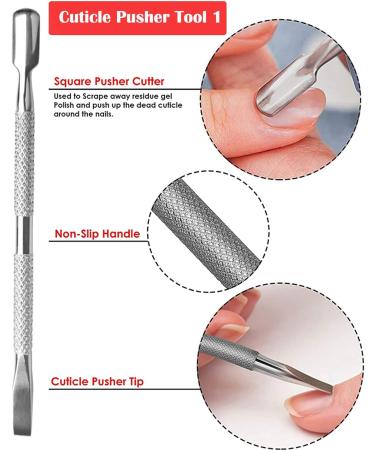 Stainless Steel Cuticle Cutter Set - Pusher, Nipper, Scissors & Scraper for Manicure & Pedicure - Buy Online on GoSupps.com