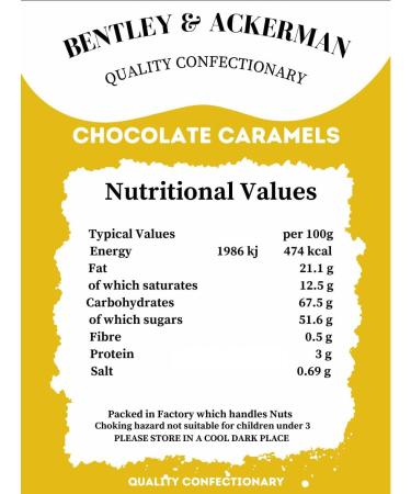 Chocolate Caramels - (400g) Original Chocolate Caramels in a Gift Jar By Bentley & Ackerman's Sweet Shop. - Buy Online on GoSupps.com