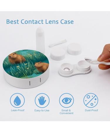 Capybara Contact Lens Case with Mirror | Cute Portable Eye Lens Box Travel Kit - Buy Online on GoSupps.com
