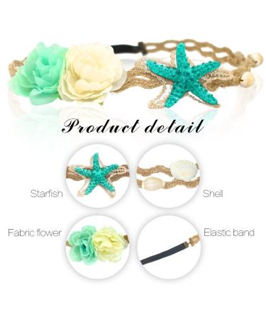 Starfish Shell Wave Headband - Boho Elastic Flowers Hair Accessory - Buy Online on GoSupps.com