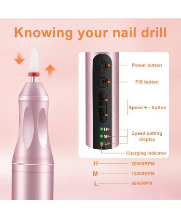CGBE Rechargeable Cordless Nail Drill - Portable Electric Manicure & Pedicure Tool for Acrylic & Gel Nails - Salon-Quality Nail Drill Kit in Pink - Buy Online on GoSupps.com