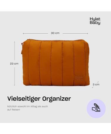 Hylat Baby Cosmetic Bag - Stylish Quilted Diaper & Toiletry Organizer - Versatile On-the-Go Brown Bag - Buy Online on GoSupps.com