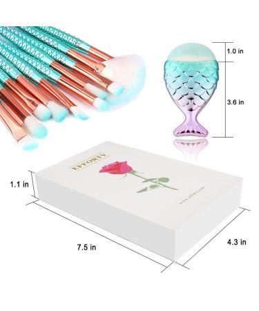 Efforty 11-Piece 3D Mermaid Makeup Brush Set - Synthetic Kabuki Blush Eyeliner & Face Powder Brushes with Gift Box - Perfect for All Skin Types - Buy Online on GoSupps.com