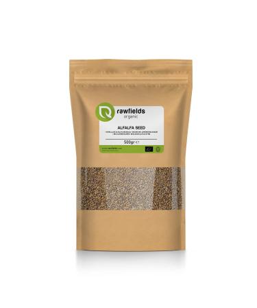 Organic Alfalfa Seeds for Sprouting 500g Pure Vegan Kosher Bulk Non-GMO Premium Alfalfa Seeds Rich in Vitamin K Vitamin C Chemical Free Microgreens for Salad Wraps Sandwiches 500 g (Pack of 1)