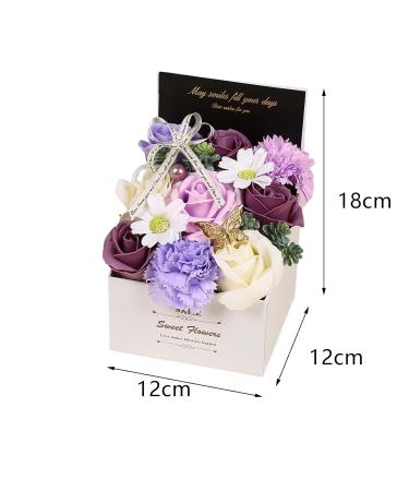 Soap Flower Gift Box - Realistic Artificial Flower Bath Soap for Valentine's Day & Thanksgiving | Purple 12cm x 12cm x 18cm - Buy Online on GoSupps.com