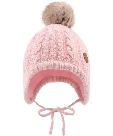 XIAOHAWANG Winter Baby Hat with Velvet Lining | Toddler Kids Beanie Earflap Warm Hat for Girls and Boys 6-18 Months - Pink - Buy Online on GoSupps.com