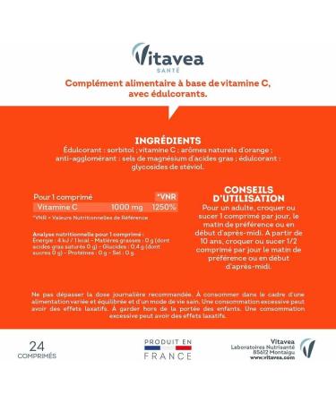 Vitavea Vitamine C 1000 mg 60 Comprim s Croquer - Buy Online on GoSupps.com