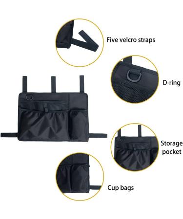 BVMAG Walker Bag Pouch Basket with Cup Holder - Water-Resistant Hand-Free Storage for Elderly, Seniors, Handicap, Disabled - Folding Rollator Accessories (Black) - Buy Online on GoSupps.com