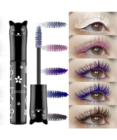 Easilydays Colored Waterproof Mascara for Eyelashes Colorful Mascara Long Lasting Thick Mascara Rainbow Color Fiber Charming Mascara Makeup Cosplay Eye Lashes Halloween Party Stage Use (#01 White) - Buy Online on GoSupps.com
