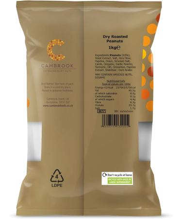 Cambrook Dry Roasted Peanuts 1kg Bag - Premium Quality, Gluten Free, Vegan Nuts - Buy Online on GoSupps.com