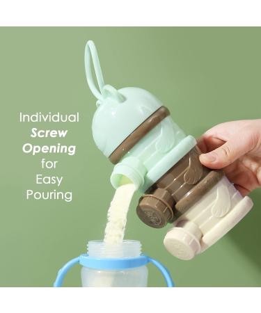 LAPONO Milk Powder Dispenser - Portable 4 Layer Baby Storage Container 240ml BPA Free - Non-Spill Snack/Grain/Food/Fruit Box for Infant Toddler - Green - Buy Online on GoSupps.com