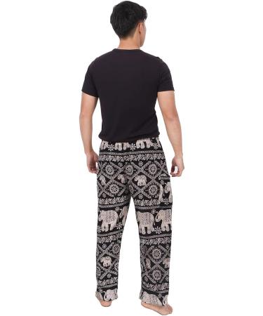 Banjamath Men's Elephant Black Harem Lounge Pants | Waist 36-40 | Boho Parachute Style - Buy Online on GoSupps.com