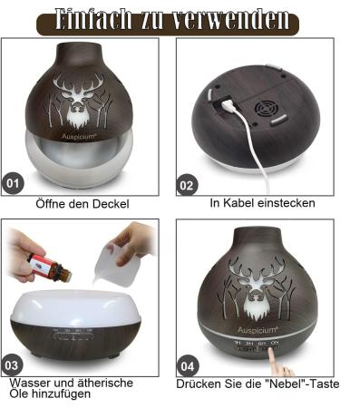 500ml Dark Brown Essential Oil Diffuser 15 Color LED 3 Timer Modes & Auto Shutoff | Aromatherapy Humidifier - Buy Online on GoSupps.com