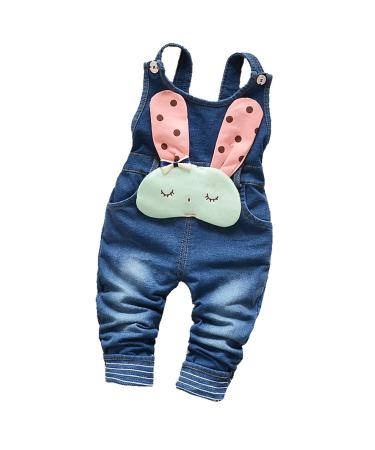 KIDSCOOL SPACE Baby Denim Overalls 3D Cute Cartoon Knitted Jean Dungarees 3-4 Years Blue-2155