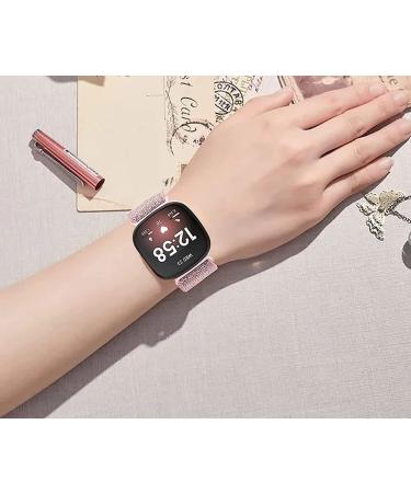 3-Pack Elastic Nylon Bands for Fitbit Versa 3/Sense - Adjustable Breathable Wristbands in Shiny Black/Silver/Pink - Soft Sport Replacement Straps for Women and Men - Buy Online on GoSupps.com