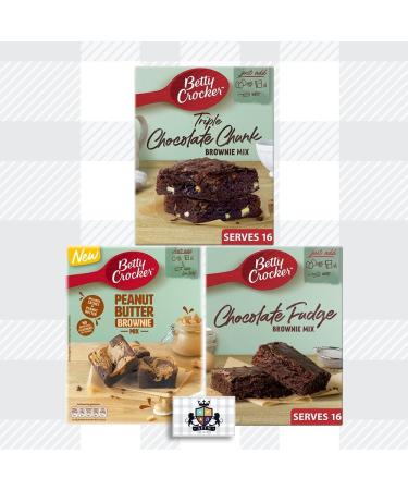 AETN Creations Bake Irresistible Homemade Brownies with Betty Crocker Brownie Mix Pack of Peanut Butter Chocolate Fudge and Triple Chocolate Flavours with AETN Fridge Magnet - Buy Online on GoSupps.com
