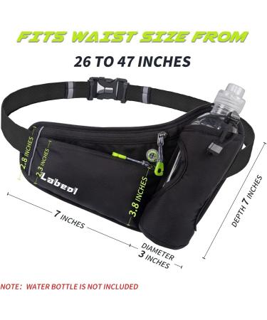 Labeol Running Water Bottle Hydration Belt with Holder - Adjustable Fanny Pack for Hiking & Walking - Reflective Waist Pack for Outdoor Running (Black) - Buy Online on GoSupps.com