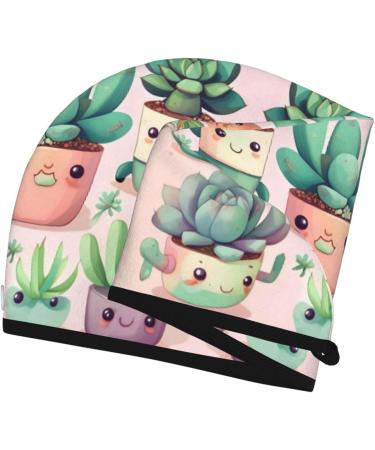 Super Absorbent Succulent Plant Dry Hair Cap for Women | Quick Dry Soft and Elastic Wrap for Long Thick Hair - Buy Online on GoSupps.com