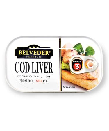 Belveder Wild Cod Liver 120g Can From Iceland (6 - PACK) 4.23 Ounce (Pack of 6) - Buy Online on GoSupps.com