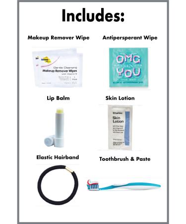 Sleep-Over Pack: Portable Single Use Kit with Makeup Remover Antiperspirant Hair Band Lotion Lip Balm Toothbrush & Toothpaste - Perfect for Travel - Buy Online on GoSupps.com