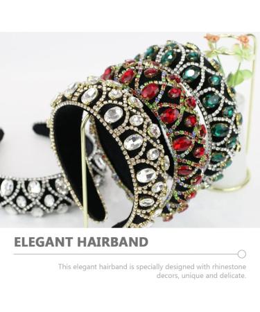 Lurrose Crystal Hair Hoop Baroque Headband Rhinestone Headband Padded Lining Wide Hair Hand Girl Headdress Wedding Costume for Women Kids (Golden) Rhinestone Baroque Headband - Buy Online on GoSupps.com