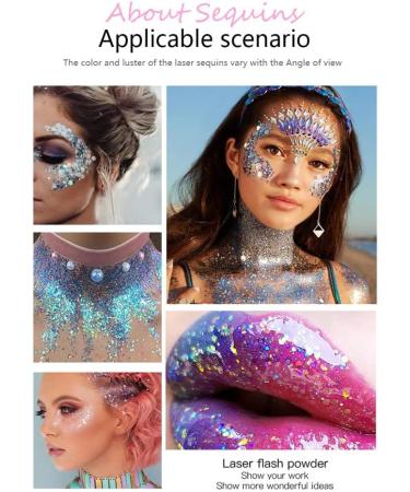 Buy Body Glitter Gel - 50ml Holographic Face & Body Glitter for Festivals | Mermaid Sparkling Chunky Gel & Liquid Eyeshadow - Buy Online on GoSupps.com