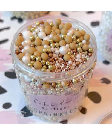 Luxury metallic Gold Nude Beige neutral White Rose Gold Christmas Sprinkles mix blend baby shower cupcakes cookies biscuits edible cake topper pearls wedding hen party decoration chocolate balls MOET - Buy Online on GoSupps.com