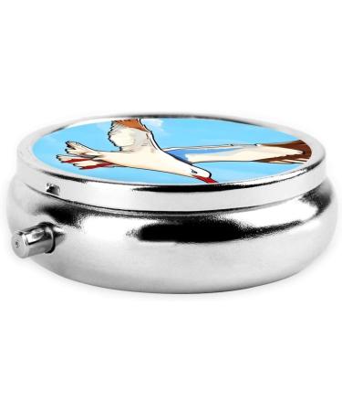Flying Seagulls Round Pill Box - 3 Compartment Travel Organizer for Medications & Supplements - Buy Online on GoSupps.com