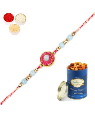Ghasitaram Gifts Rakhi for Brother Rakhis Online - Rm- 654 Premium Rakhis with 100 GMS of Dryfruits Mix Can Rakhi Set with 100 gms of Dryfruits Mix Can