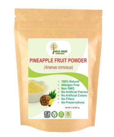 Indus Farms 100% Natural Pineapple Fruit Powder, 2 LB, Nutritious Flavor for Baking, Bromelain Supplement, Beverages, Seasoning, Skin-Care, GMO-Free, Vegan 2 Pound (Pack of 1)