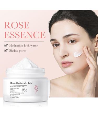 Rose Hyaluronic Acid Face Moisturizer for Women - Moisturiser Face Women - Anti Aging Face Cream - Face Cream with Rose Extract and Hyaluronic Acid - Skin Lightening Cream with Light Texture - Buy Online on GoSupps.com
