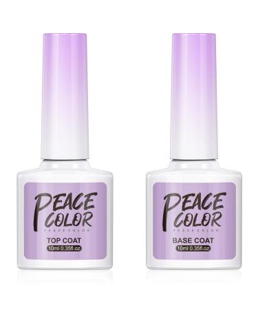 PEACECOLOR Gel Polish Base and Top Coat 10ml x 2 Base Coat No Wipe Gel Top Coat Shine Finish and Long Lasting Soak Off UV Nail Lamp Gel A2
