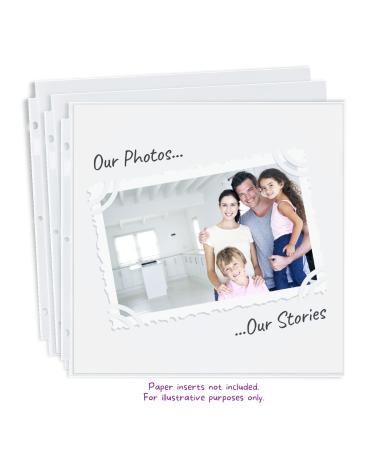 Dunwell Scrapbook Refill Pages 12x12 - (50 Pack) Super Heavyweight Fits 3 Ring Scrapbooking Binders 12 x 12 Standard 12x12 Photo Album Refill Pages Sheet Protectors Paper Inserts Not Included 50 Pack 12x12