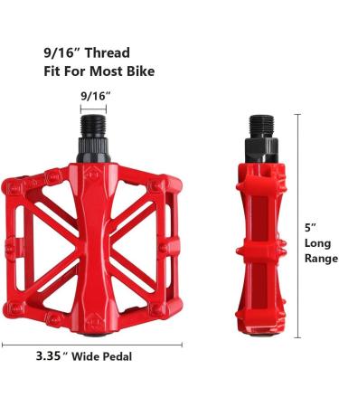 Aluminum CNC Mountain Bike Pedals | Lightweight Platform Pedals for BMX/MTB | 16 Anti-Skid Pins | Red - Buy Online on GoSupps.com