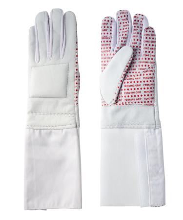 Pro-Style Dual Layer Padded Fencing Glove - Washable Fencing Glove w/Anti-Slip Coating, Internal Seams - Approved for FIE Competitions Right Fencing Glove | White Large