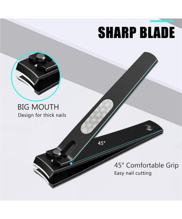 Premium Nail Clipper Set - Sturdy Stainless Steel Toenail & Fingernail Cutter for Men & Women | Sharp Curved Blades | Black - Buy Online on GoSupps.com