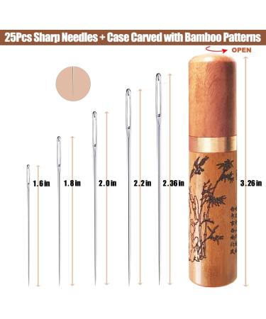 Large Eye Sewing Needles Embroidery Needles Stainless Steel - 25 Pieces with Wooden Needle Case - Buy Online on GoSupps.com