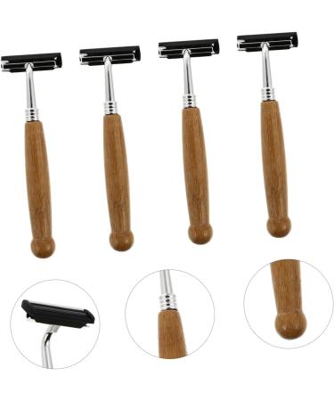 Fomiyes Bamboo Grip Manual Beard Shaver - 4-Piece Double-Edged Razor for Body & Back Hair Removal - Buy Online on GoSupps.com