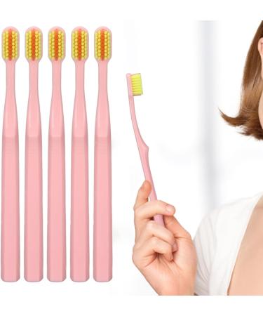 Verdant Touch Soft Toothbrush 5 Pack - Practical Interdental & Comfortable Pink Bathroom Brush for Optimal Oral Care - Buy Online on GoSupps.com