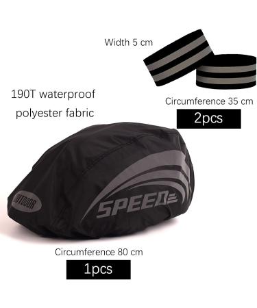 Bicycle Helmet Rain Protection | Waterproof & Windproof Cover | Breathable Dustproof 3PC Reflex Bracelet - Black - Buy Online on GoSupps.com