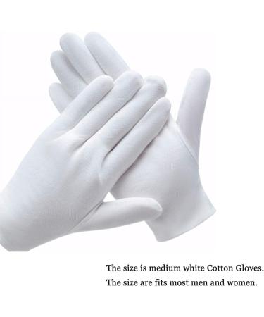 24PCS White Cotton Moisturizing Gloves - 12 Pairs, Premium Quality, Soft & Stretchable Lining for Hand Spa, Guards, Parade, Film & Photo - Universal Fit - Buy Online on GoSupps.com