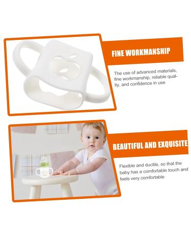 Healvian Silicone Baby Bottle Cover - Infant Feeder with Gripping Handles - Insulated Bottle Holder for Kids - White - Buy Online on GoSupps.com